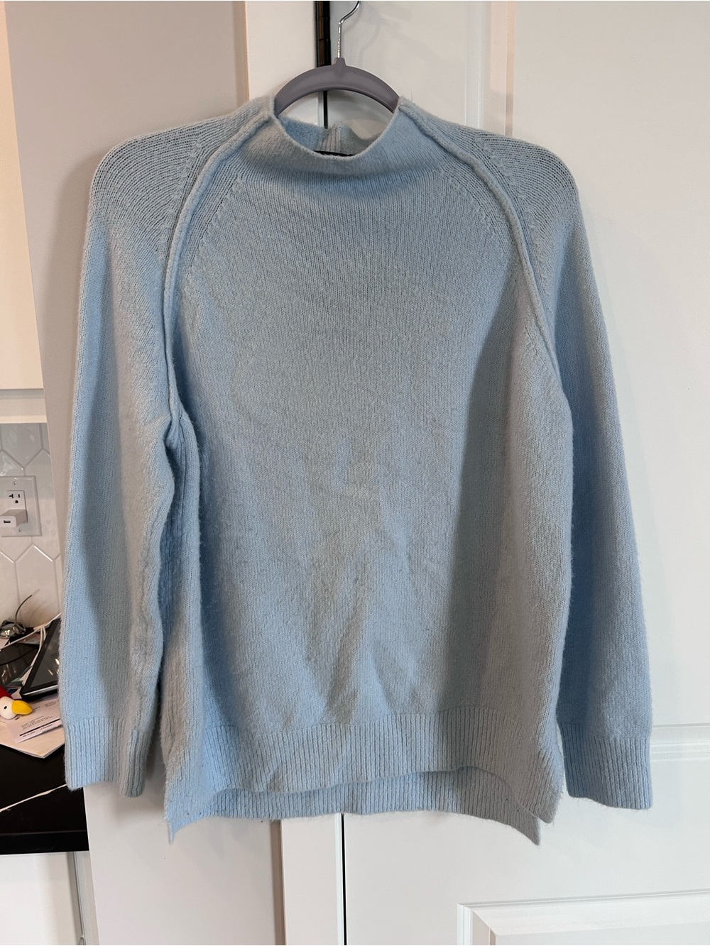 Lyla + Luxe Sky Blue Sweater Soft Cozy Knit Elegant Minimalist Whimsy Romantic
